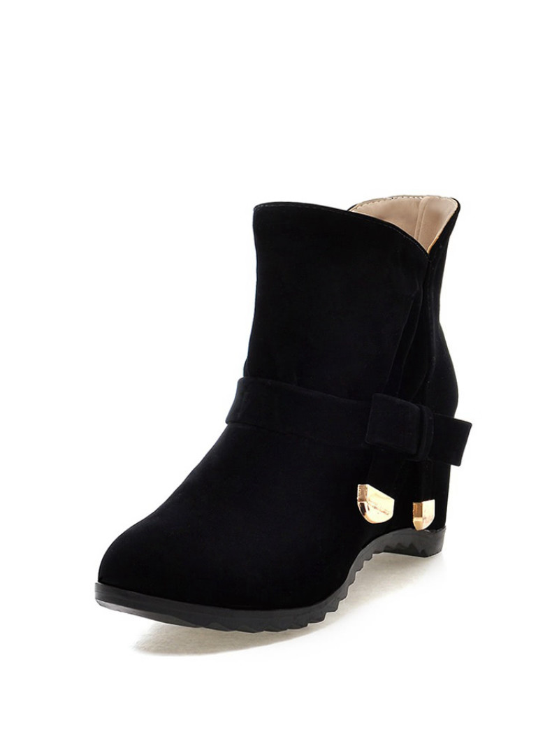 Bow Tie Hidden Wedge Ankle Boots