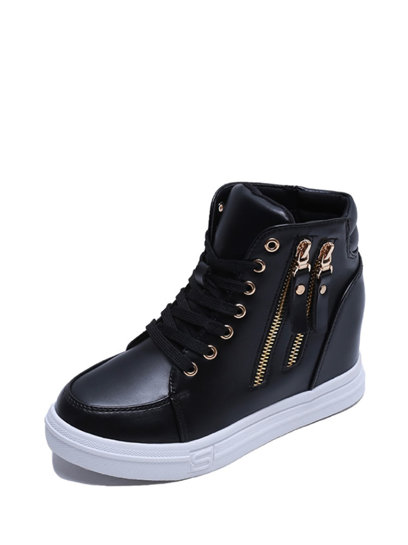 Double Zip Detail High Top Sneakers