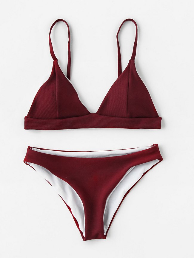 Seam Detail Triangle Bikini Set