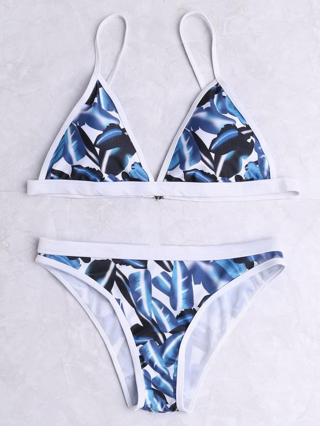 Leaf Print Triangle Bikini Set