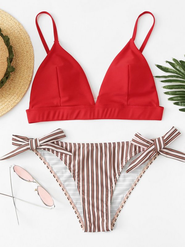 Mix And Match Striped Bikini Set